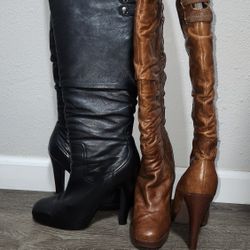 Jessica Simpson Anne Black & Brown Knee High Boots - SIZE 8