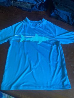 Kids Blue Shark Rash Guard Swim Shirt