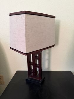 Table Lamp with Open Lattice Wood Base