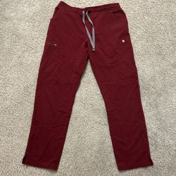 figs burgundy scrub pants in medium petite