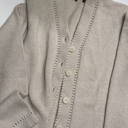 Theory Cream Knit Cardigan with Button Detail
