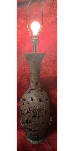 Antique Japanese Meiji-style (Art Nouveau) reticulated bronze/brass urn lamp