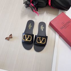 Valentino V-buckle flat slippers