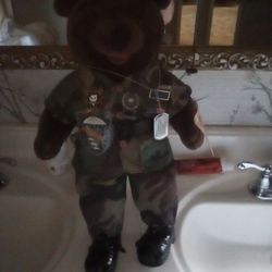 US Army Teddy Bear Fully Clothed With Metals