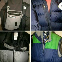 NORTH FACE JACKET women size Medium just need new zipper at the cleaners or Like new North face VEST size Medium Men $85 or Puffer Polo Coat $123 firm