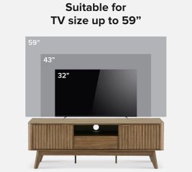 Mopio Brooklyn Mid-Century Modern 57" TV Stand - Natural Walnut