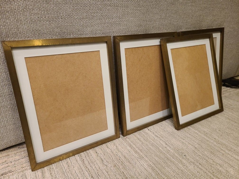 Set Of 4 Brass Metal Clad Wall Picture Frames