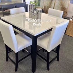 White Counter Height Dining Set 