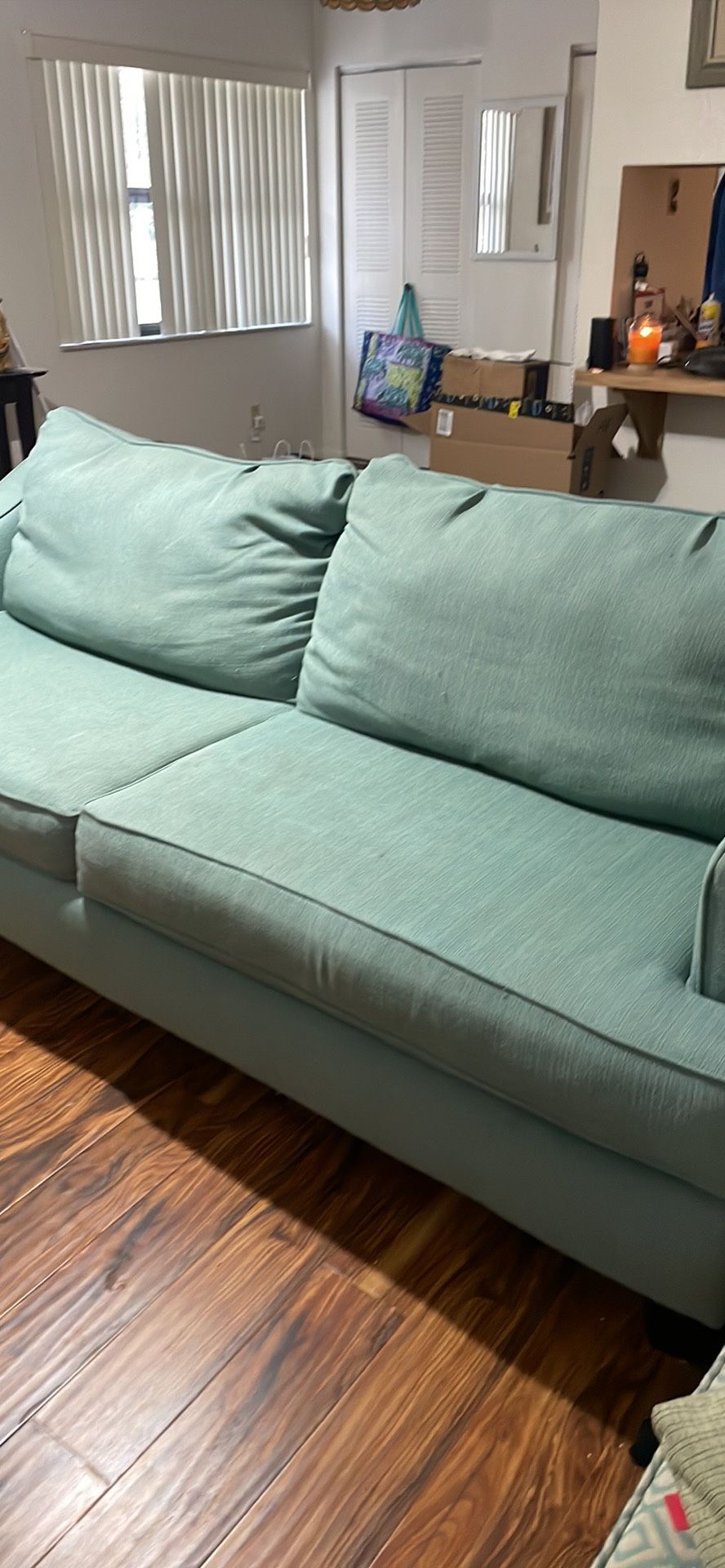 Sleeper sofa , 2 lamps, and wing chair