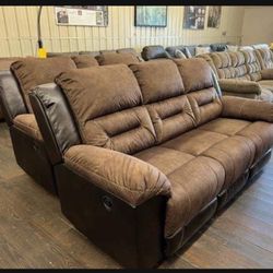 By Ashley Two Tone Comfort Reclining Sofa 🤩 Living Room✅ Fast Delivery ✅