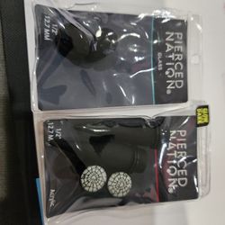 Pierced Nation 1/2" Glow Dark Acrylic Tapers & Black Glass Plug - New, 12.7mm Gauges Set!