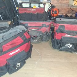 4 Husky Tool Bags Can Come With Bag Or Tools Inside Already With 1 Drill Will Be Alot Of Tools For Extra Price