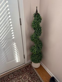 Artificial Spiral Topiary Tree with two of them Pot