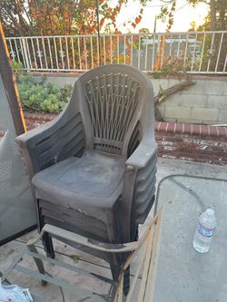 4 Stackable Patio Dining Chairs – Brown Outdoor Chairs