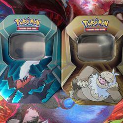 Set of 2 Empty Pokémon TCG Tins - Darkrai & Slaking