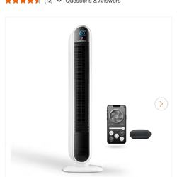 Lasko 40 in. 5 Speed Smart Tower Fan in White, Powered by Aria, Wi-Fi, Voice Controlled, Works with Alexa, Google Assistant