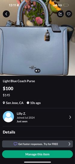 Light blue coach purse
