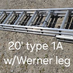 20' Werner aluminum ladder -type 1A(300#)-w/Werner single leg