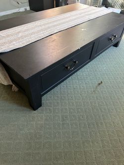 Black Wood Coffee Table with Drawers