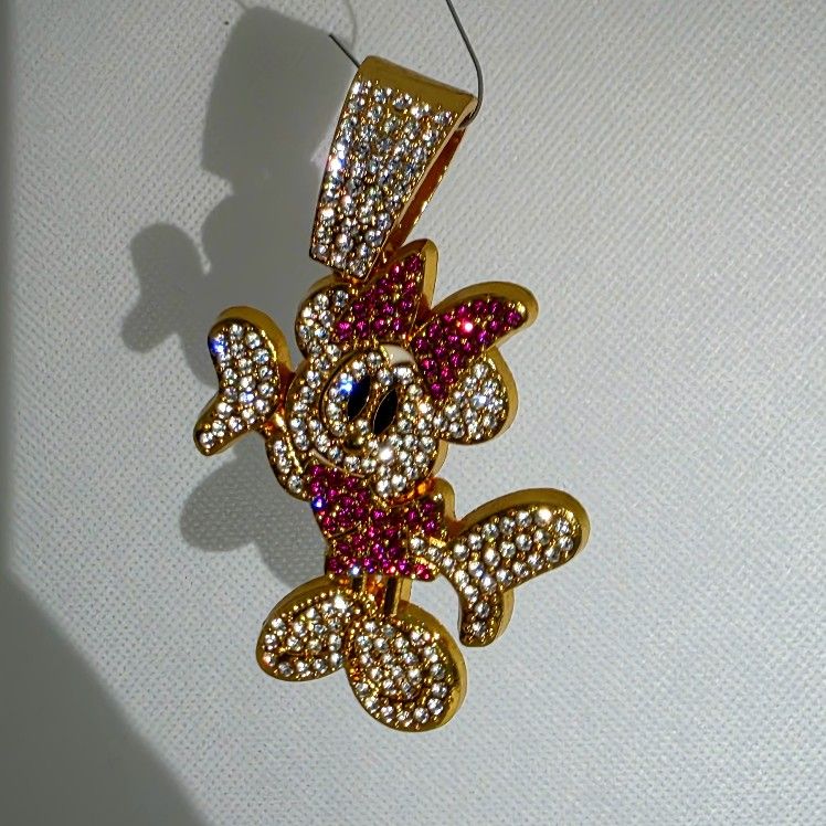 Iced Out Miney Mouse Pendant- Luxury Cartoon Jewelry | Women's Statement Pendant | Gift for Her