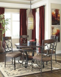 Wood & Iron Dining Table & Chairs