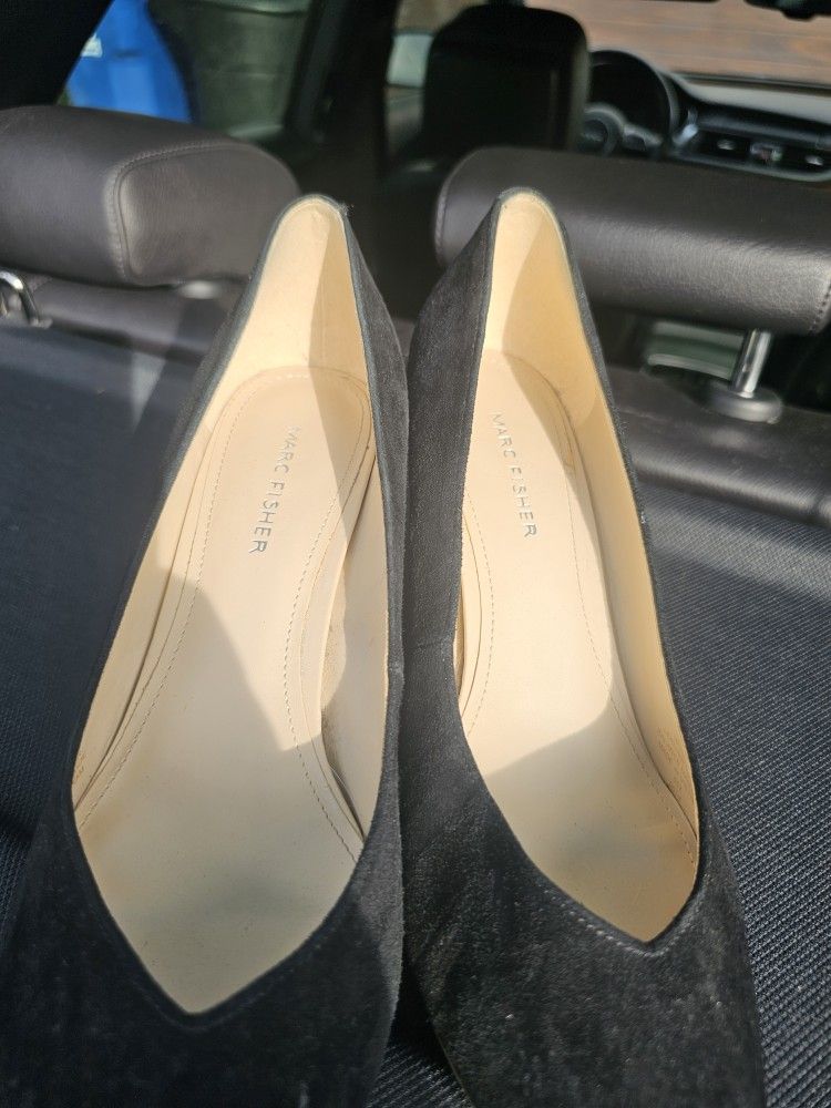 Black Suede Wedges -Marc Fisher