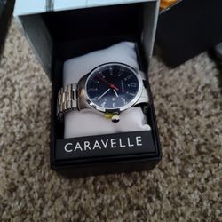 Caravelle by Bulova Men's 43B161 Silver Stainless Steel Silver/Blue