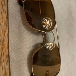 Rayban Gold Metallic Frame Glasses Brown Polarized Tint 1 Lens Cracked