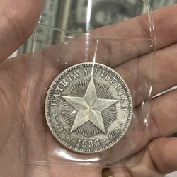 Un Peso 1933 Cuba Plata 90 %