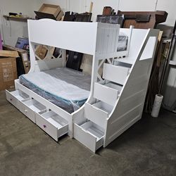 Twin over full bunk bed and mattress