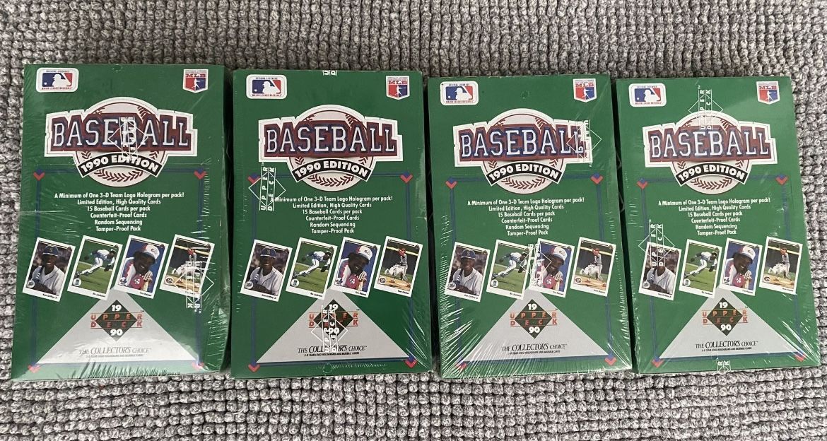 4 SEALED BOXES of 1990 UPPER DECK Baseball Trading Cards