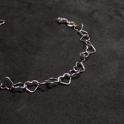 Sterling Silver Heart Link Bracelet 7.5 Inches