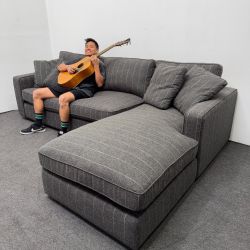 *Brand New* James 3-Seat Right Chaise Sectional in Raven Stripe Fabric (2.4k OFF) Open Box, Delivery