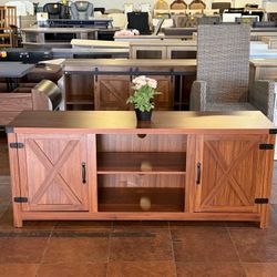 Modern Farmhouse TV Stand with Two Barn Doors and Storage Cabinets for Televisions up to 65+ Inch,Entertainment Center Console Table,Media Furniture f