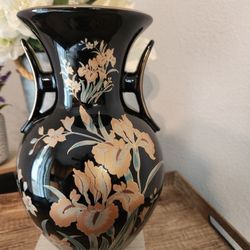 Vintage Japanese Fine China Black Vase