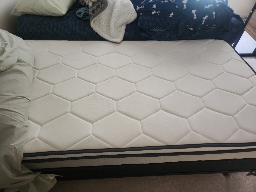 Twin Size Mattress With Box Spring, Sheets And Pillow