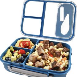 Leakproof Bento Box with Compartments and Fork Included, Durable Reusable Lunch Box for Adults, Perfect Size for Work Meal