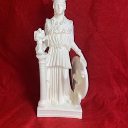Vintage 10.25 Inch x 3.75 Inch Greek Alabaster Athena Figurine Imported From Greece 