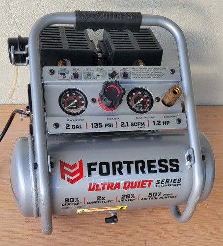 Air compressor 2 gal. Portable. Quiet. Fortress