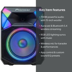 Pioneer 700W Bluetooth Party Speaker with RGB Lights