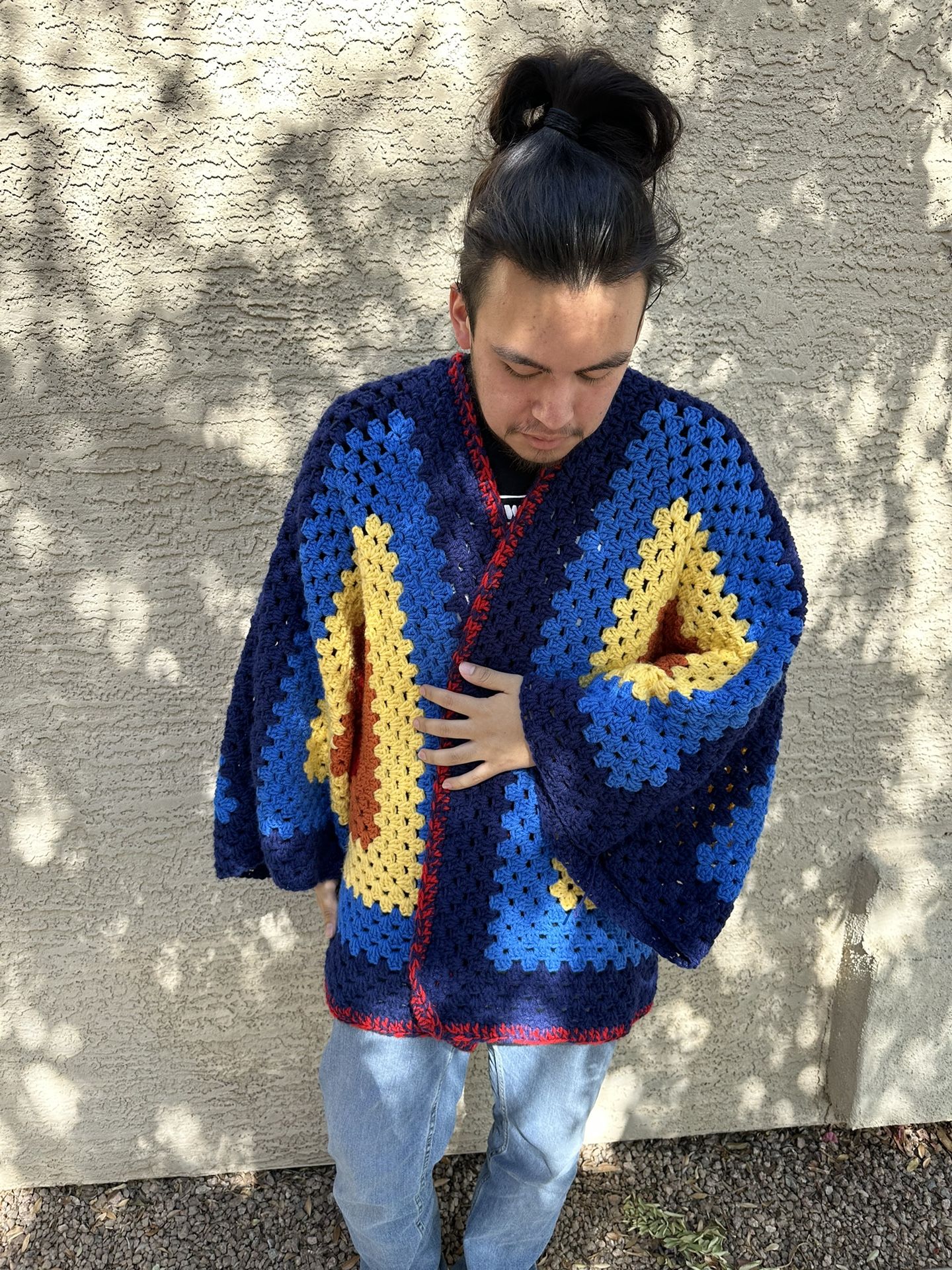 Crochet Hexagon Cardigan $100