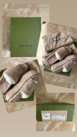 Gucci Women’s Platform Slide Sandal Jumbo GG, Beige Light Pink, SIZE 37