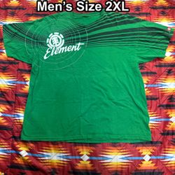 Vintage Y2K Element Skateboarding Green T-Shirt Men’s Size 2XL
