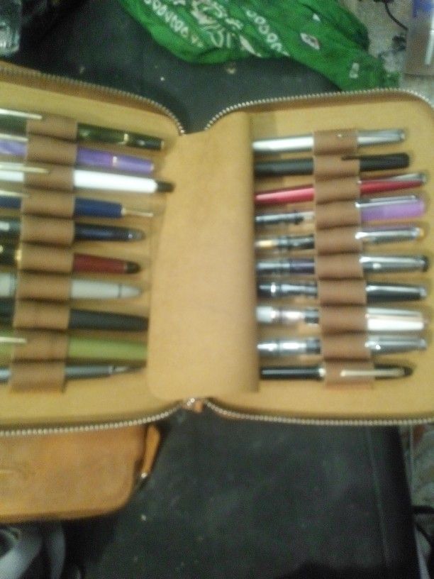 Galen Leather Co 20 Pen Zippered Case With 20 Fountain Pens Worth At Least $2000