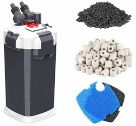 fishkeeper 390GPH Canister Filter, 3-Stage Filtration Aquarium Filter with Quartz Balls and Filter C