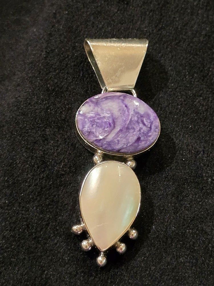 Charoite And MOP Pendant Set In Sterling Silver