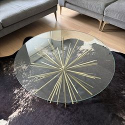 West Elm Glass Coffee Table With Gold Base
