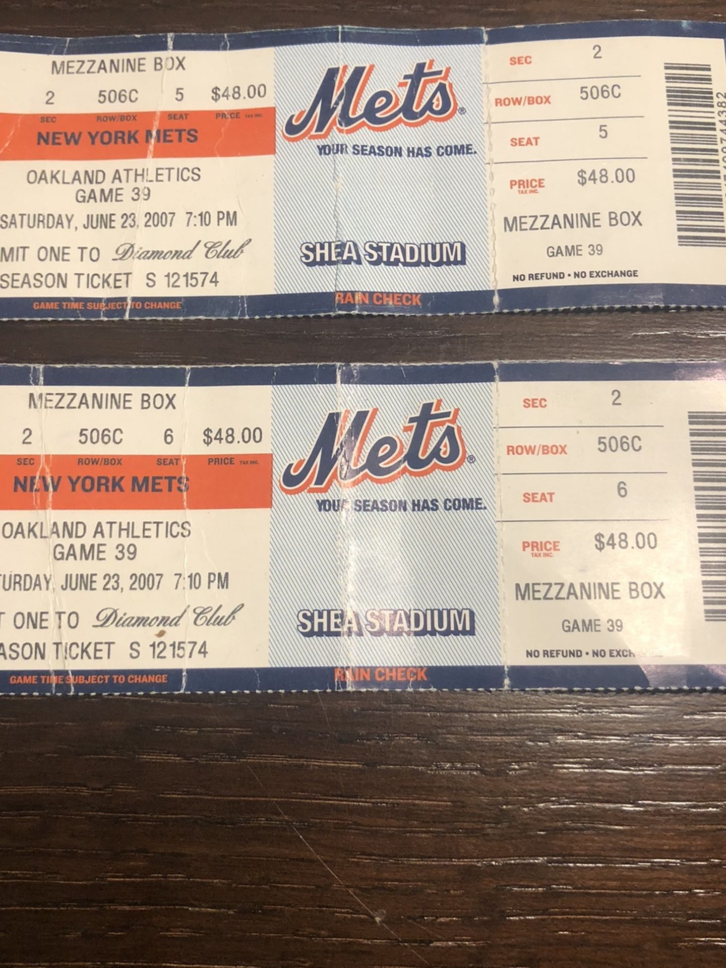 The Tickets To Shea Stadium