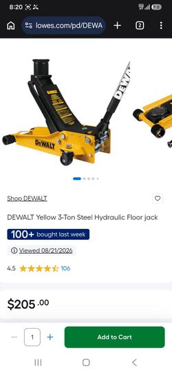 Dewalt 3 ton floor jack