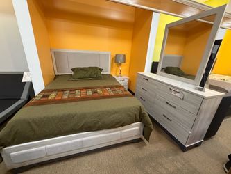 Gray Bedroom Set with Bed and Dresser